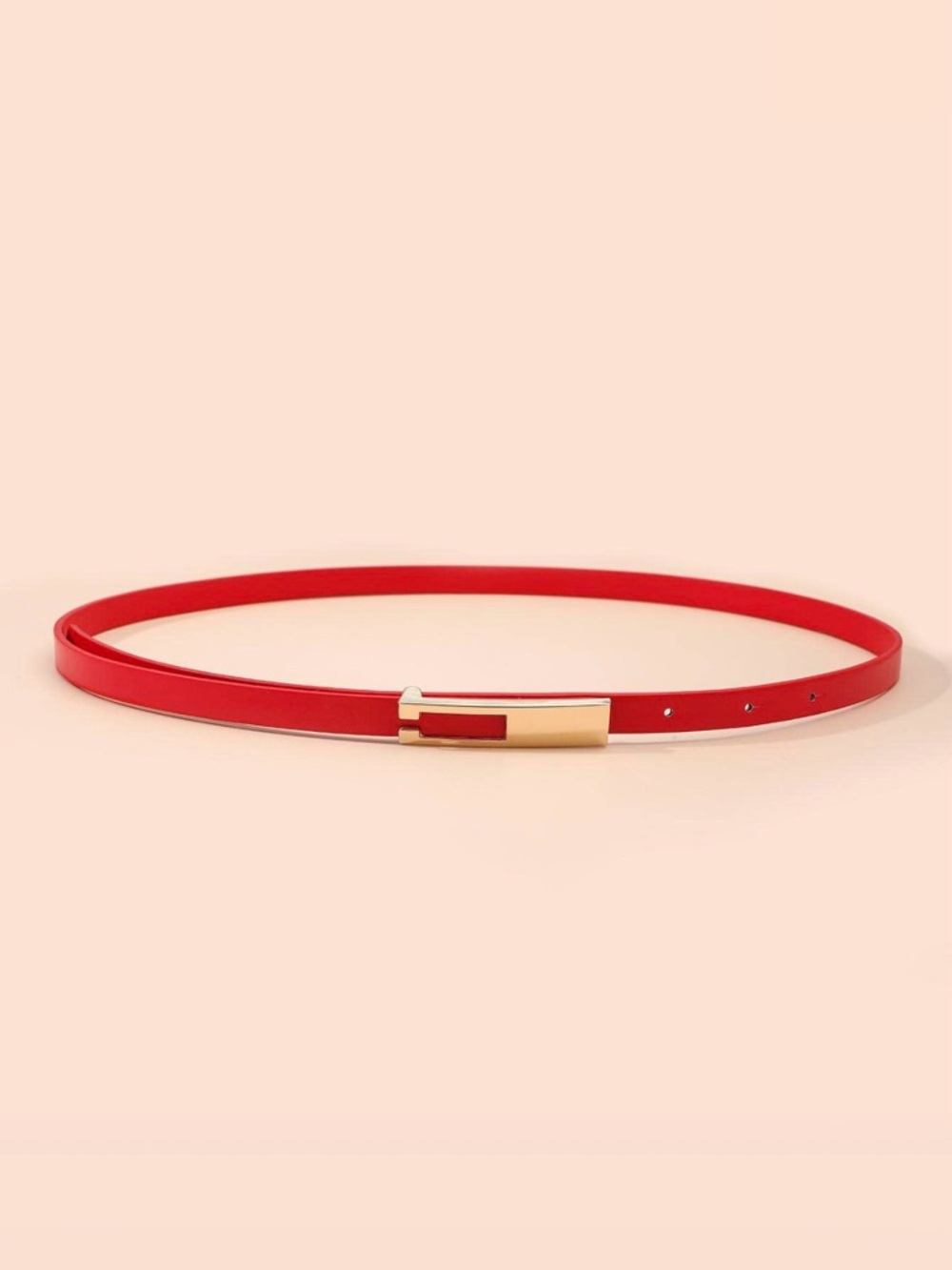 Slim Red Women's Belt with Gold Buckle